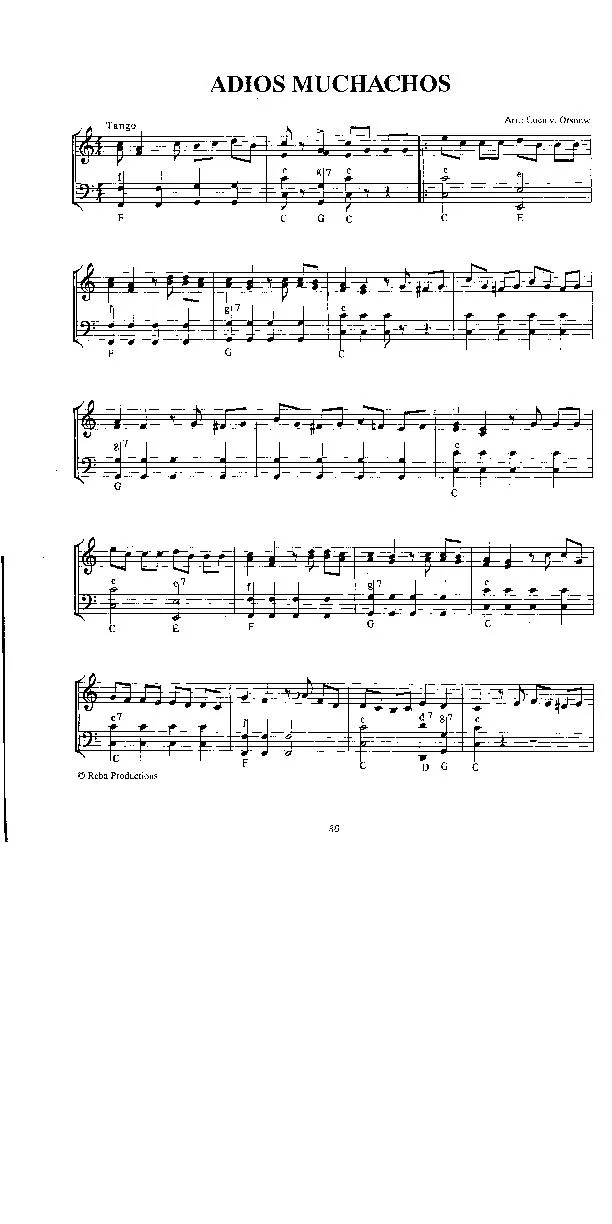 télécharger la partition d'accordéon Adios Muchachos (Arrangement : Coen van Orsouw) (Tango) au format PDF