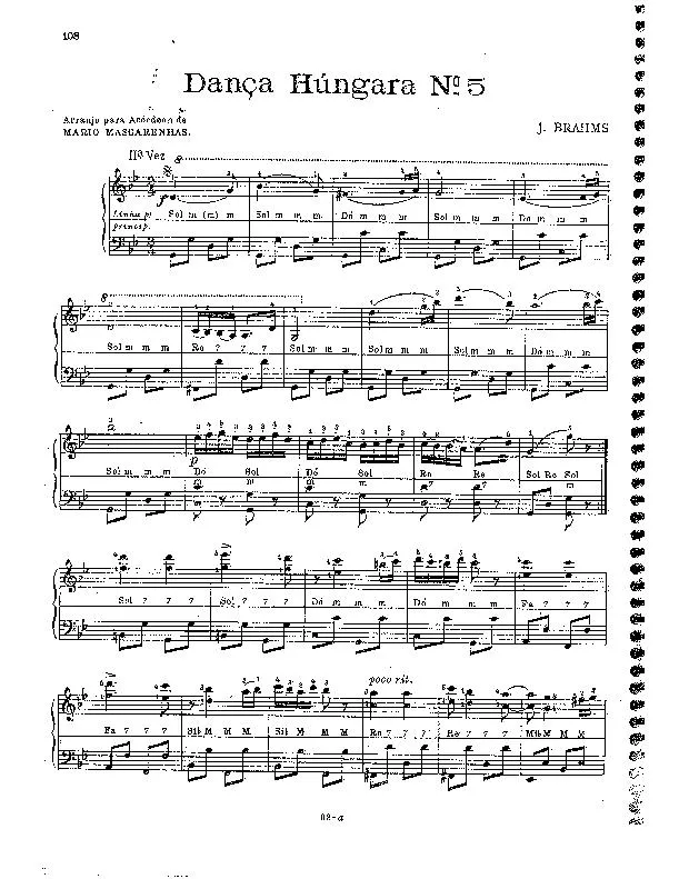 télécharger la partition d'accordéon Dança Hungara N°5 (Danse Hongroise N°5) (Arrangement pour accordéon de Mario Mascarenhas) au format PDF
