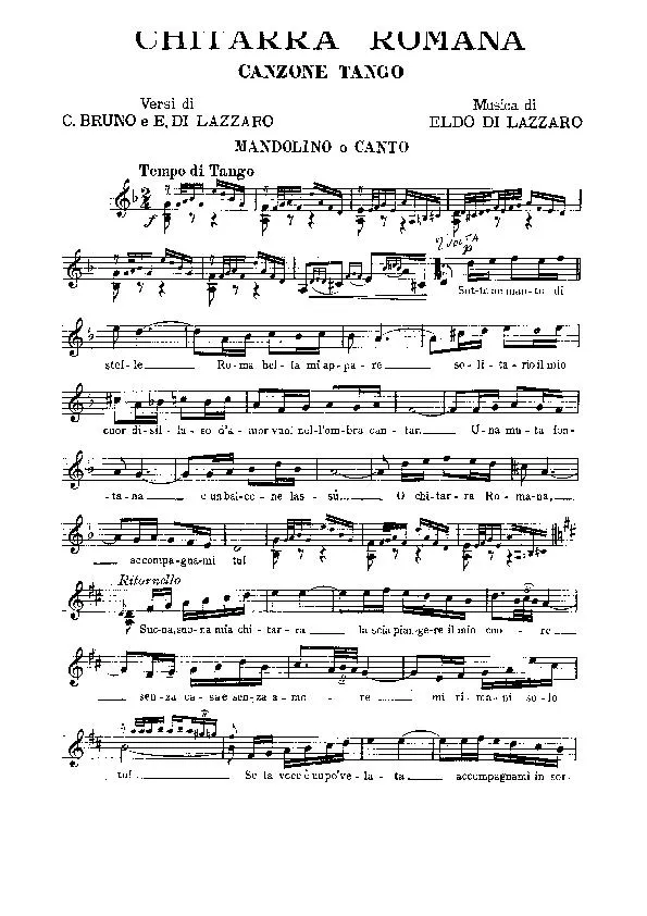 télécharger la partition d'accordéon Chitara Romana (La Chitara Romana) (Canzone Tango) au format PDF