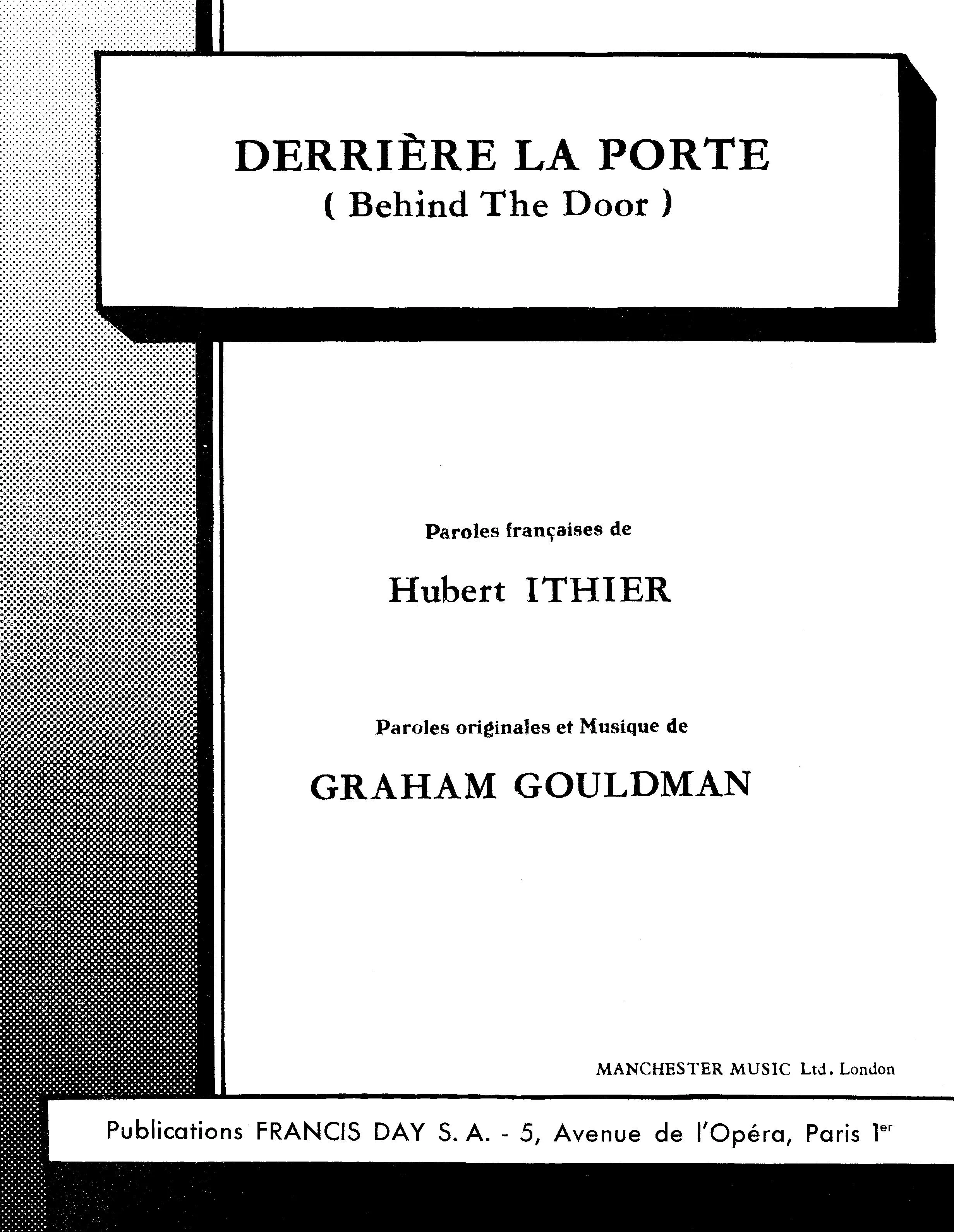télécharger la partition d'accordéon Derrière la porte (Behind the door) au format PDF