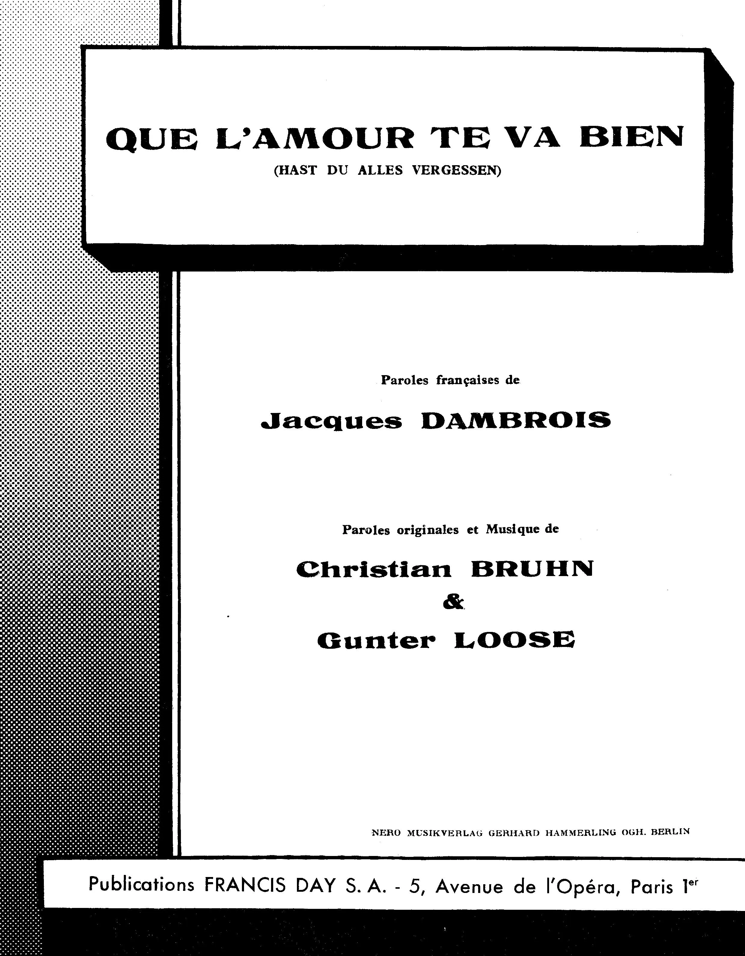 télécharger la partition d'accordéon Que l'Amour te va bien (Hast du alles vergessen) au format PDF