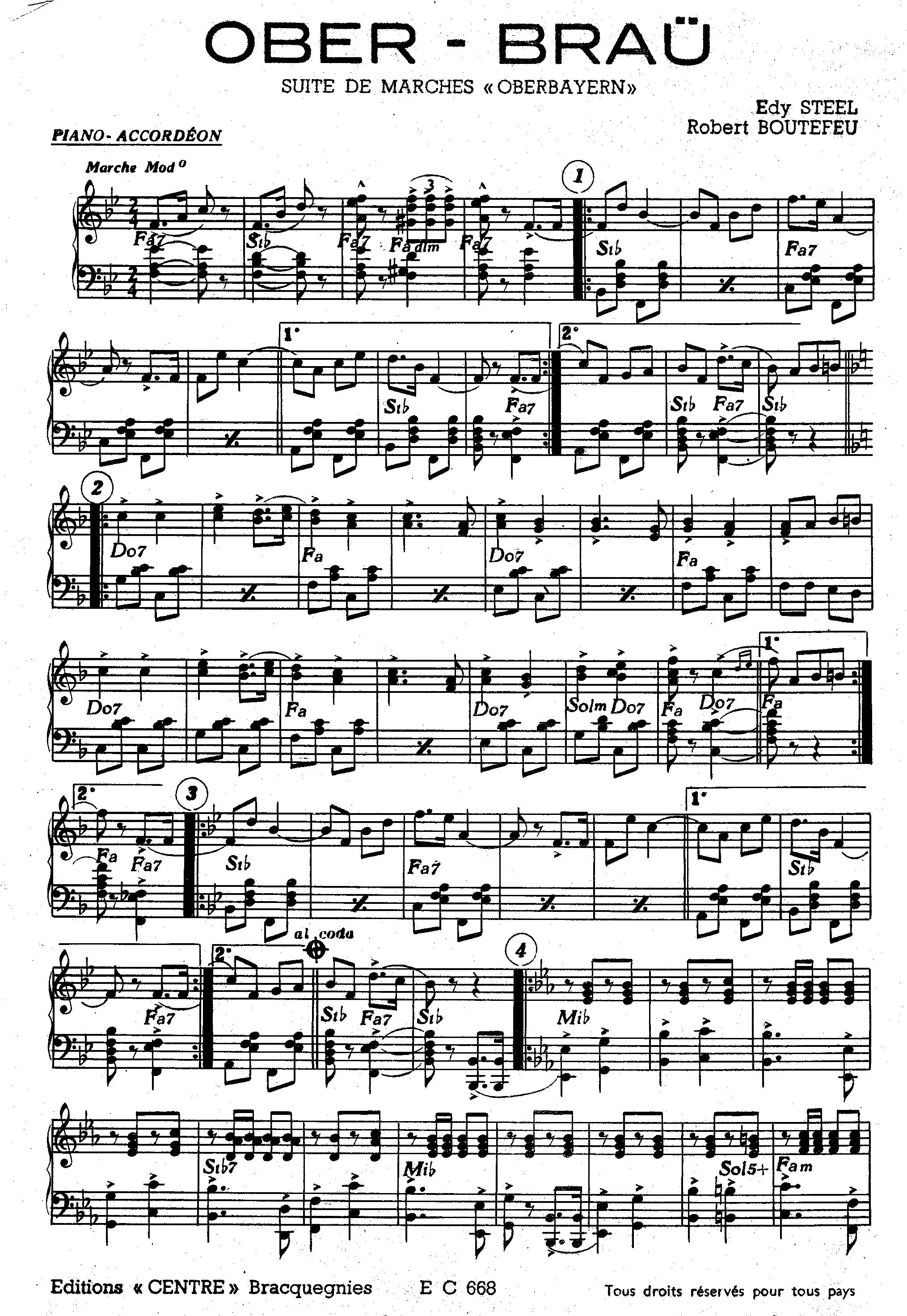 télécharger la partition d'accordéon Ober Braü (Suite de marches Oberbayern) au format PDF
