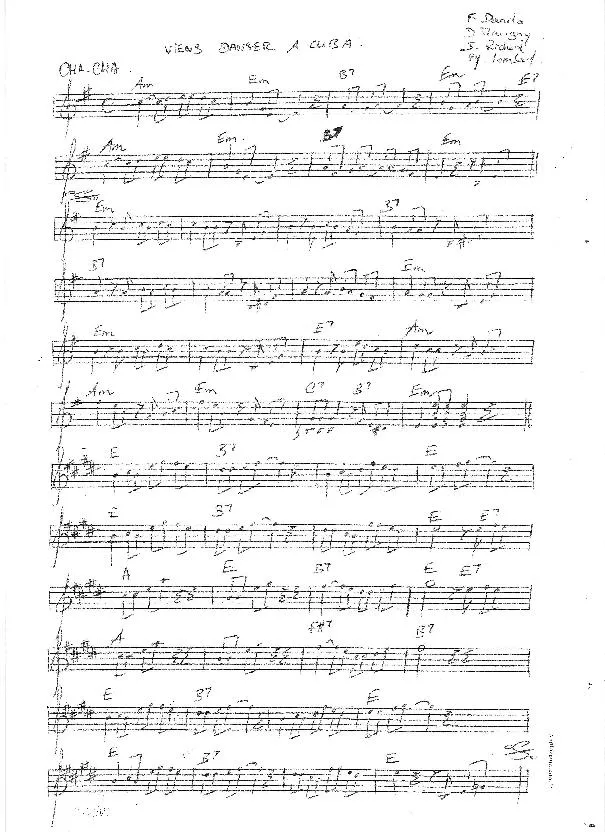 télécharger la partition d'accordéon Viens danser à Cuba (Cha Cha) (Partition Manuscrite) au format PDF