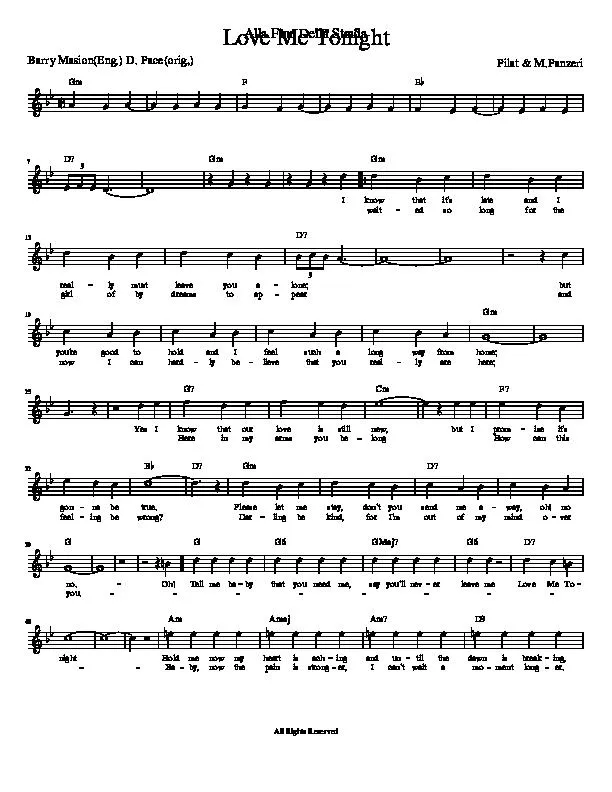 télécharger la partition d'accordéon Love Me Tonight (Chant : Tom Jones) (Relevé) au format PDF
