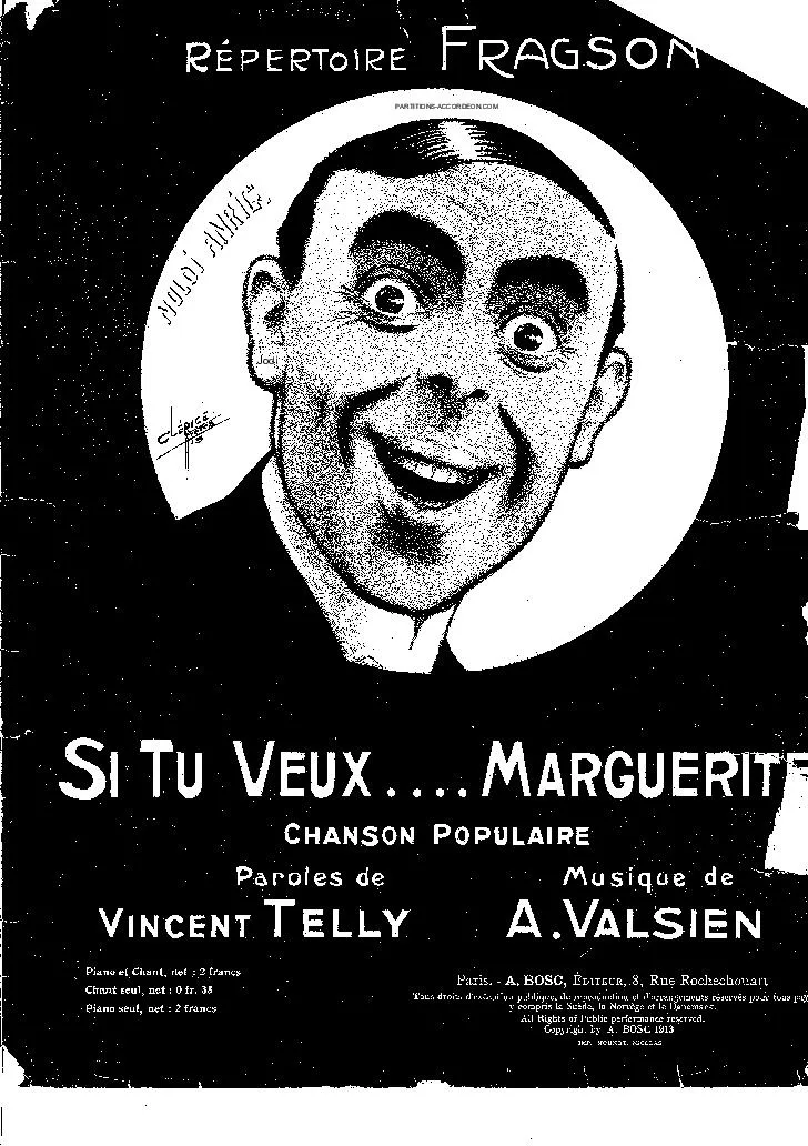 télécharger la partition d'accordéon Si tu veux Marguerite (Sur les motifs de la célèbre chanson créée par Fragson) (Polka-Marche) au format PDF