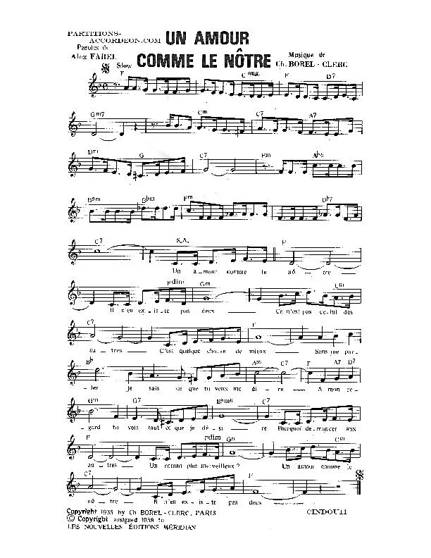 télécharger la partition d'accordéon Un amour comme le nôtre (Chant : Lucienne Boyer) (Slow) au format PDF