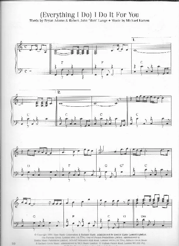 télécharger la partition d'accordéon (Everything I do) I do it for you (Arrangement : Pete Lee) (Slow) au format PDF