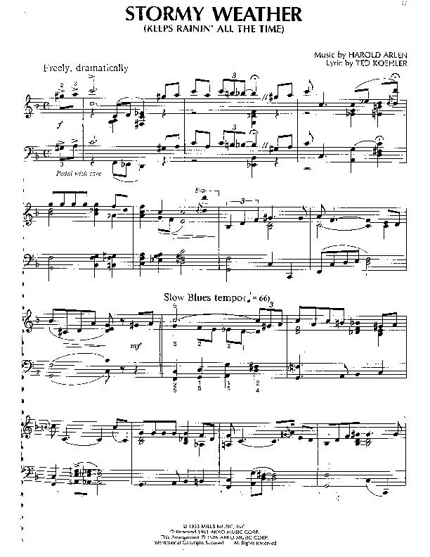 télécharger la partition d'accordéon Stormy Weather (Keeps Rainin'All The Time) (Piano) au format PDF