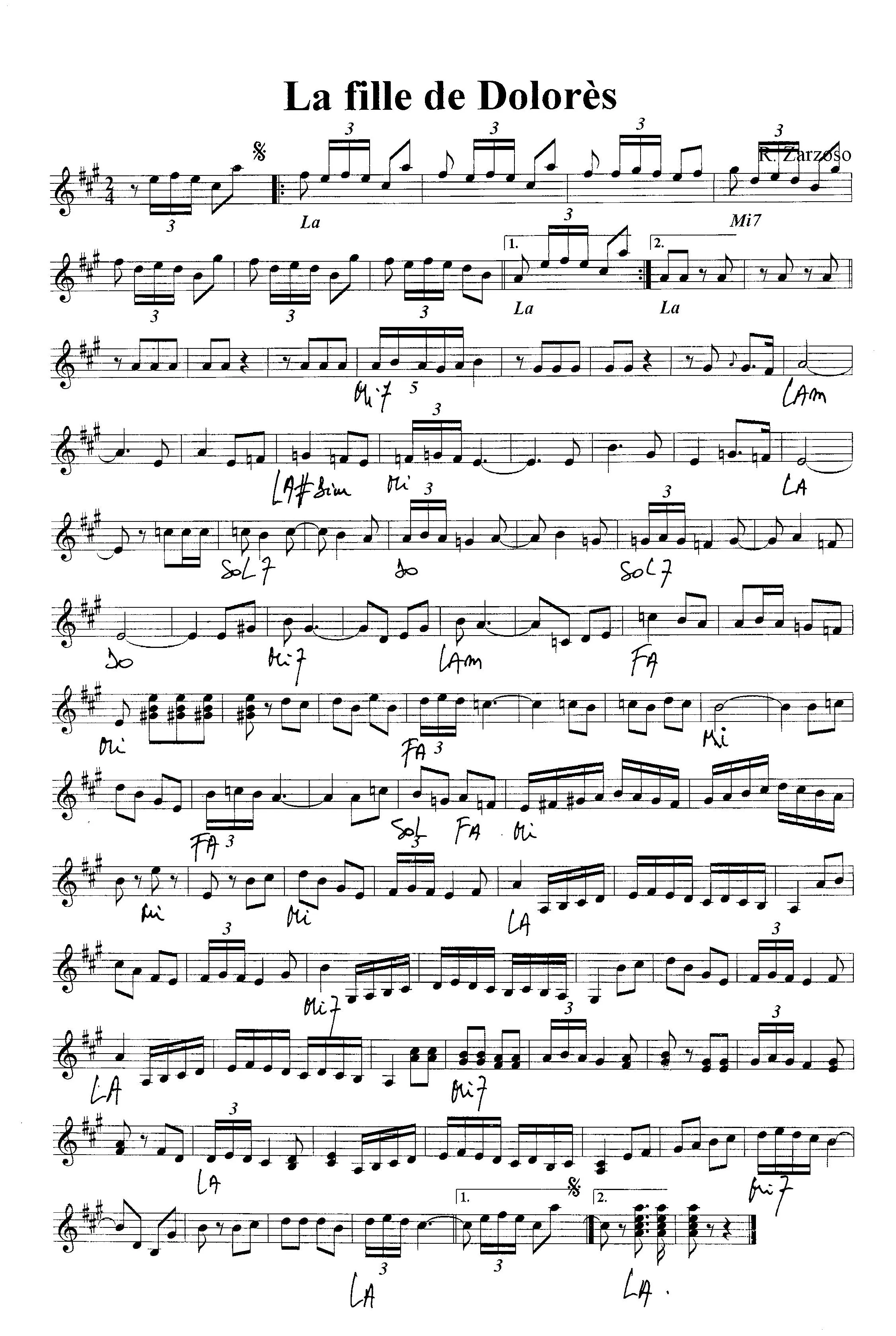 télécharger la partition d'accordéon La fille de Dolorès (Paso Doble) au format PDF