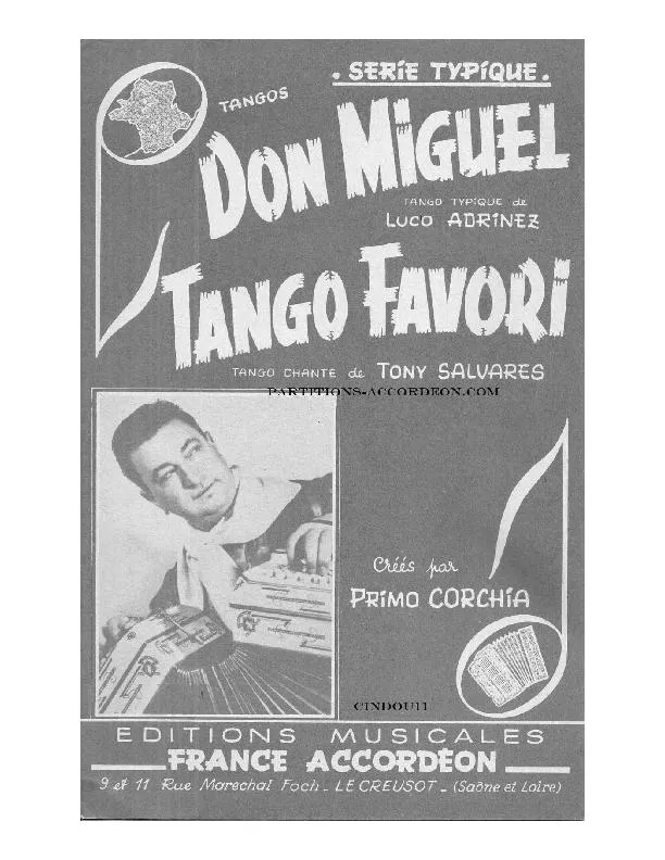 télécharger la partition d'accordéon Tango favori (Créé par : Primo Corchia) au format PDF