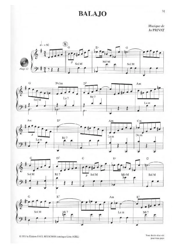 télécharger la partition d'accordéon Balajo (Valse Musette) au format PDF
