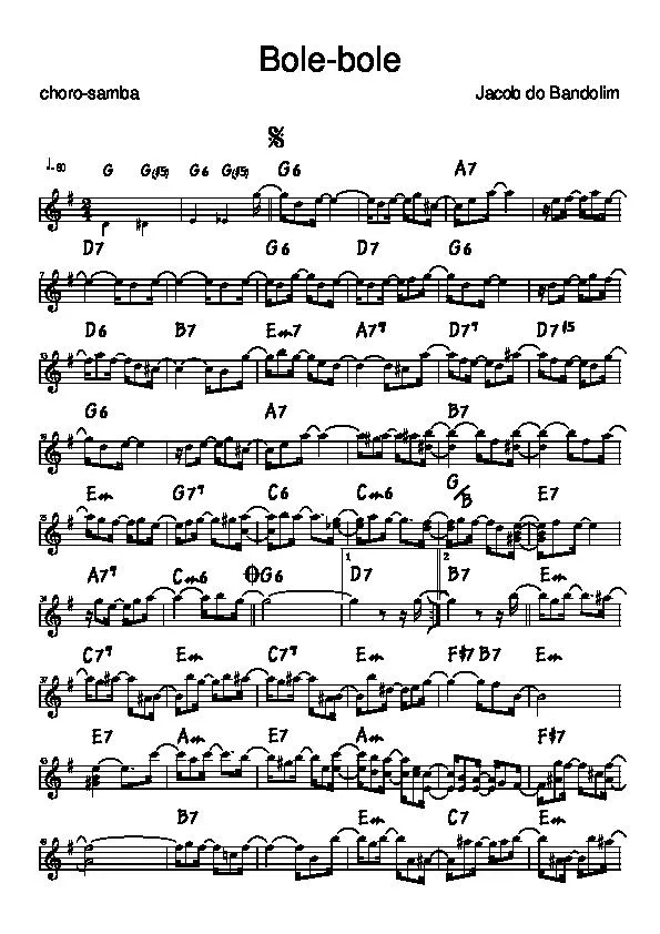 télécharger la partition d'accordéon Bole Bole (Choro Samba) (Accordéon) au format PDF