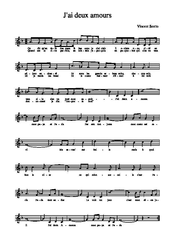 télécharger la partition d'accordéon J'ai deux amours (Chant : Joséphine Baker) (Slow) au format PDF