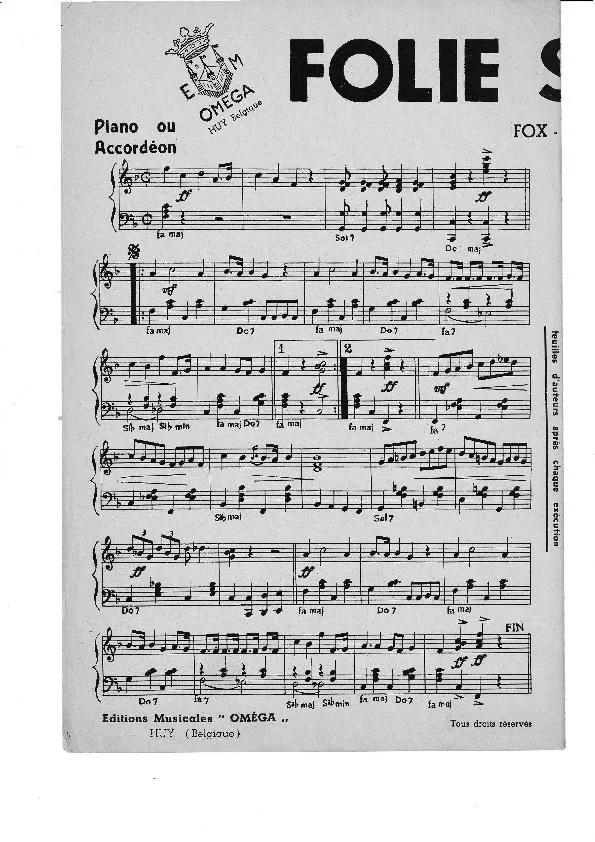 télécharger la partition d'accordéon Folie Swing (Fox Trot) au format PDF