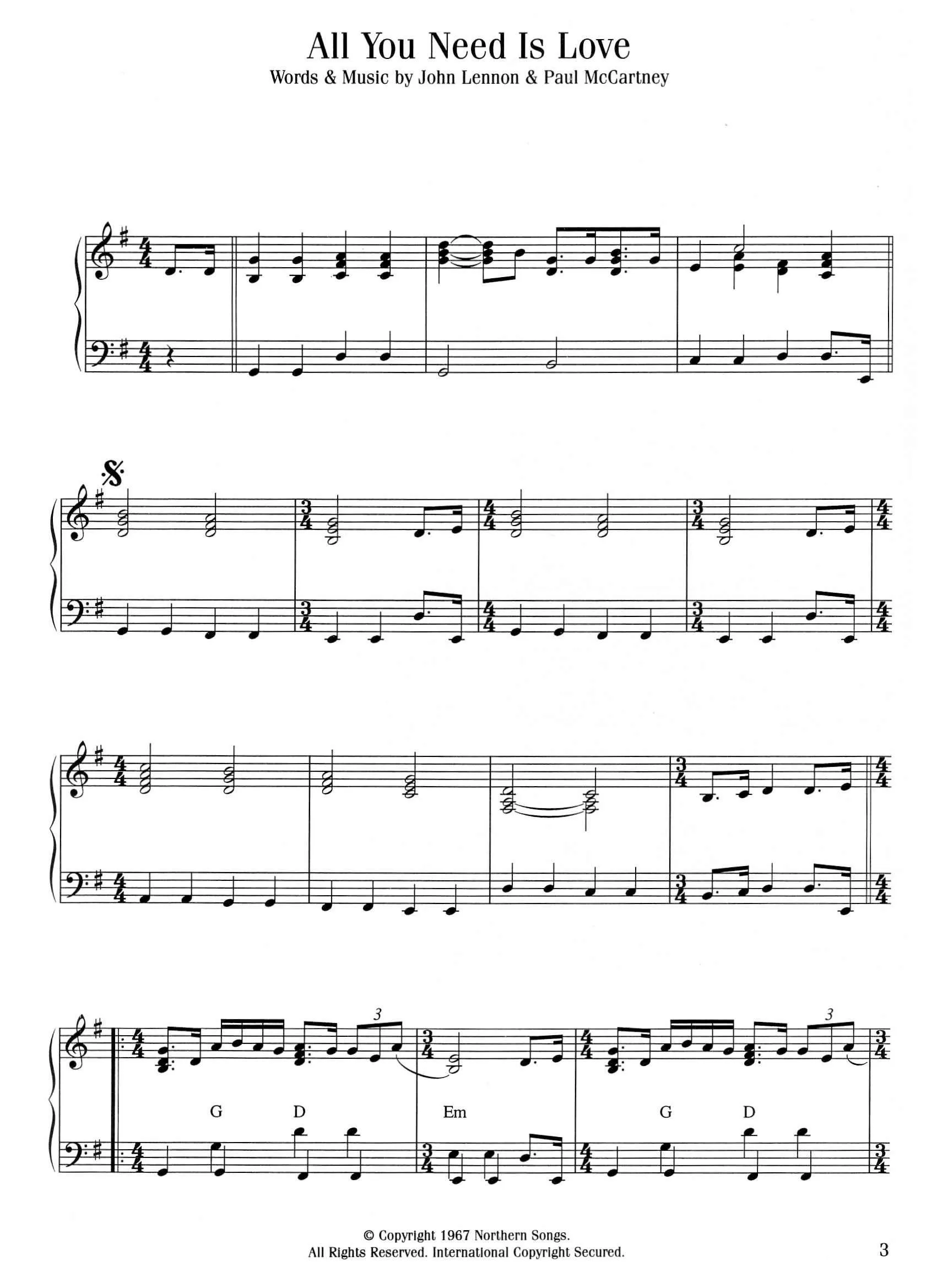 télécharger la partition d'accordéon All you need is love (Interprètes : The Beatles) (Swing Madison) au format PDF