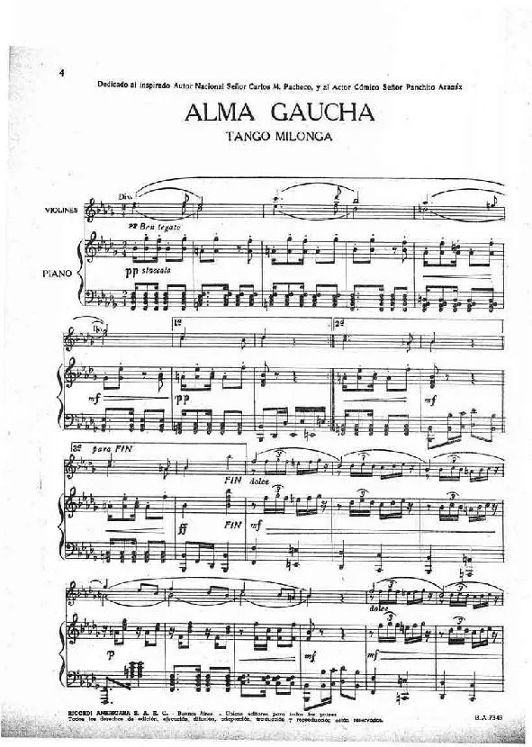 télécharger la partition d'accordéon Alma Gaucha (Tango Milonga) au format PDF