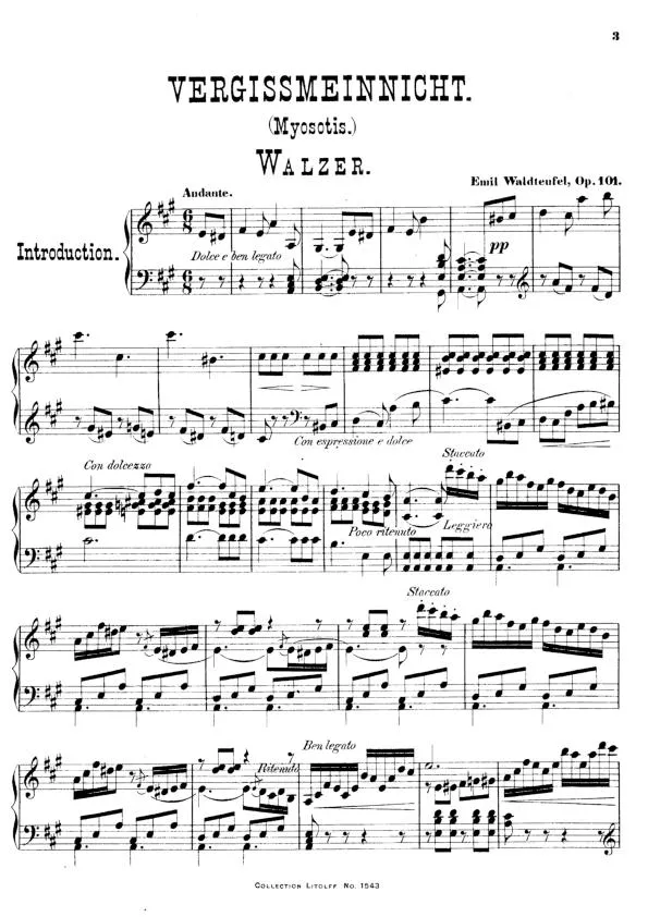 télécharger la partition d'accordéon Vergissmeinnicht (Myosotis) (Walzer) (Valse) (Piano) au format PDF