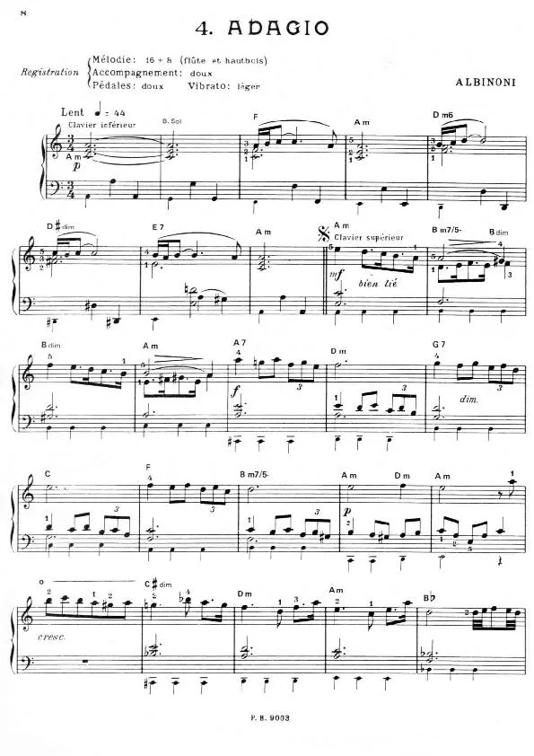 télécharger la partition d'accordéon Adagio (Arrangement : Léo Laurent) (Valse Lente) au format PDF