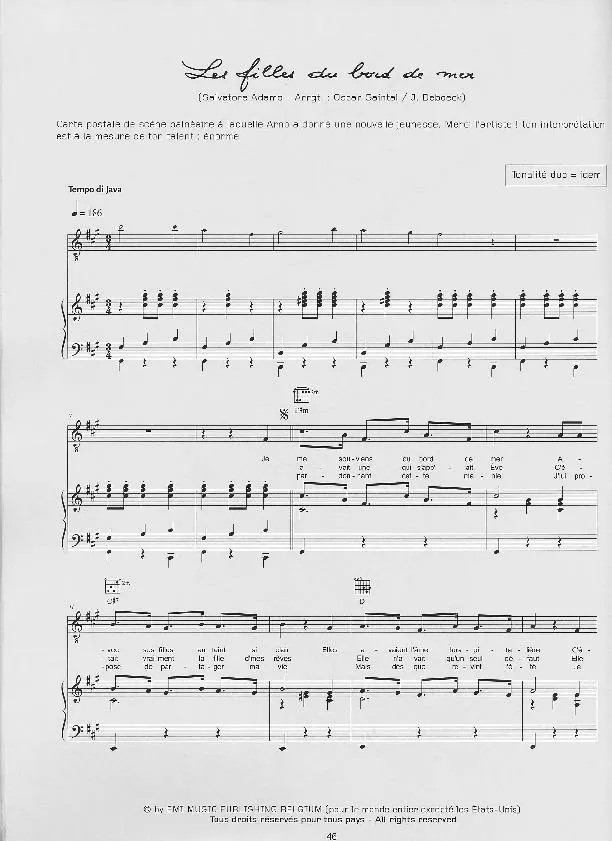 télécharger la partition d'accordéon Les filles du bord de mer (Arrangement de Oscar Saintal & Jeff Deboeck) (Java) au format PDF