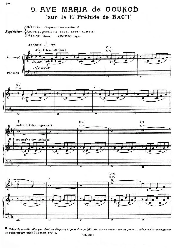 télécharger la partition d'accordéon Ave Maria (sur le 1° prélude de Jean-Sébastien Bach) (Arrangement : Léo Laurent) (Ballade) au format PDF