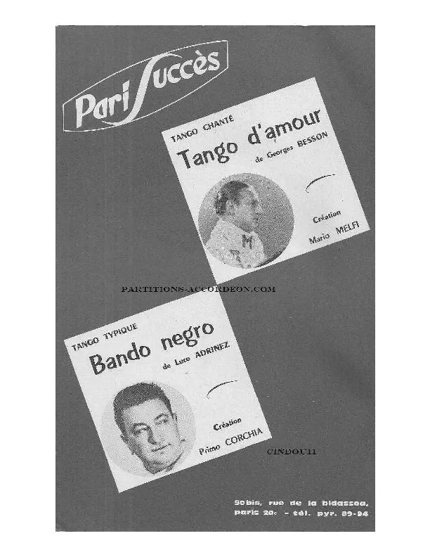 télécharger la partition d'accordéon Bando Negro (Créé par : Primo Corchia) (Orchestration) (Tango) au format PDF