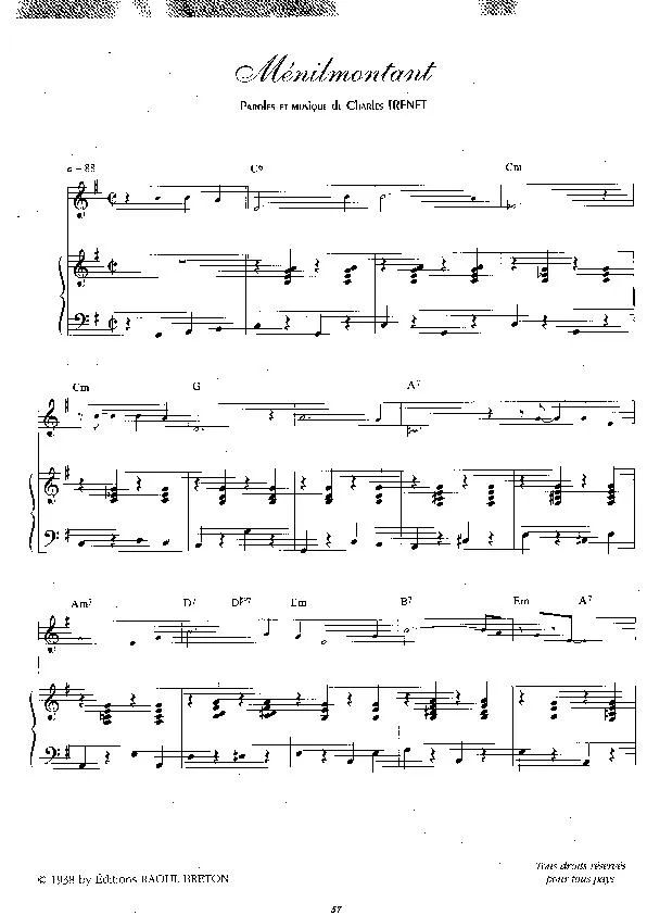 télécharger la partition d'accordéon Ménilmontant (Swing) au format PDF