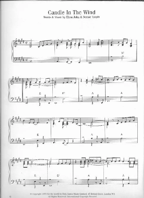 télécharger la partition d'accordéon Candle in the wind (Arrangement : Pete Lee) (Slow) au format PDF