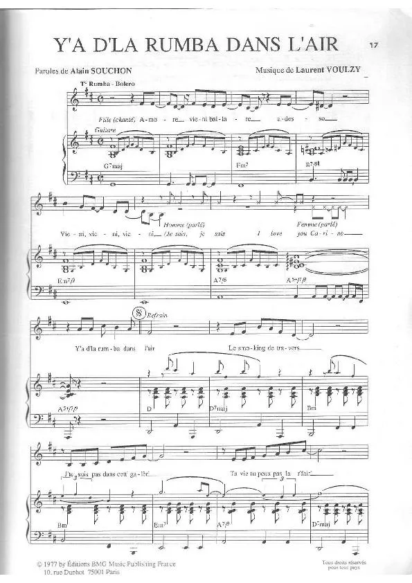 télécharger la partition d'accordéon Y'a d' la rumba dans l'air (Rumba Boléro) au format PDF