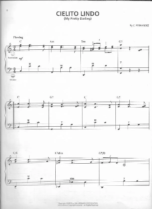 télécharger la partition d'accordéon Cielito Lindo (My pretty Darling) (Beautiful Heaven) (Arrangement : Gary Meisner) (Valse) au format PDF