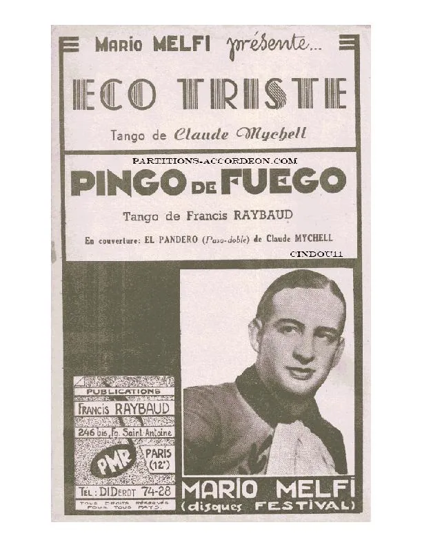 télécharger la partition d'accordéon Pingo de fuego (Enregistré par : Mario Melfi) (Orchestration) (Tango) au format PDF