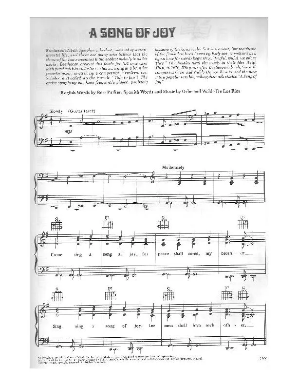 télécharger la partition d'accordéon A song of joy (Slow Fox-Trot) au format PDF