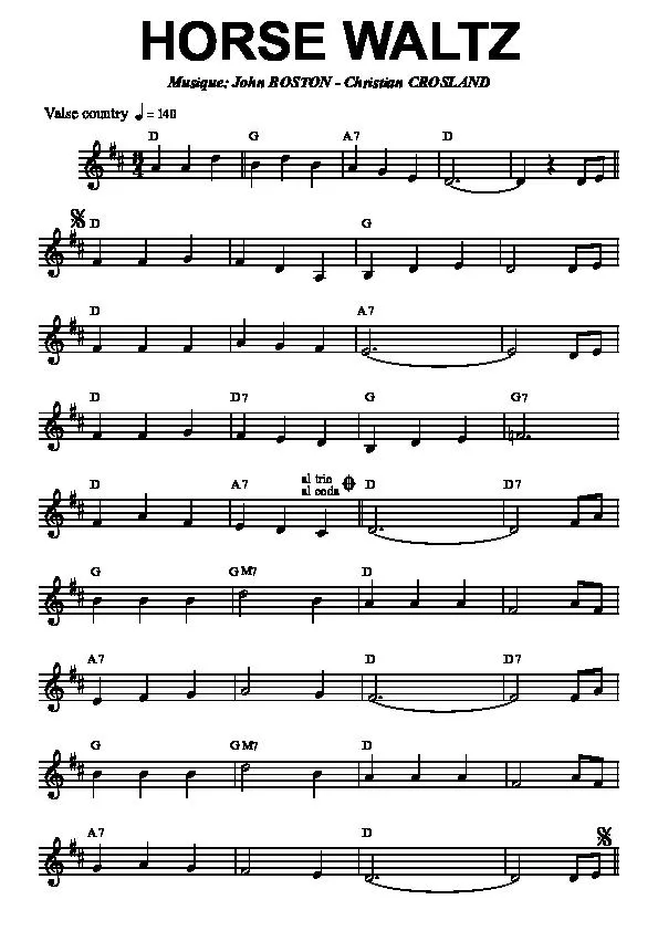 télécharger la partition d'accordéon Horse Waltz (Valse Country) au format PDF