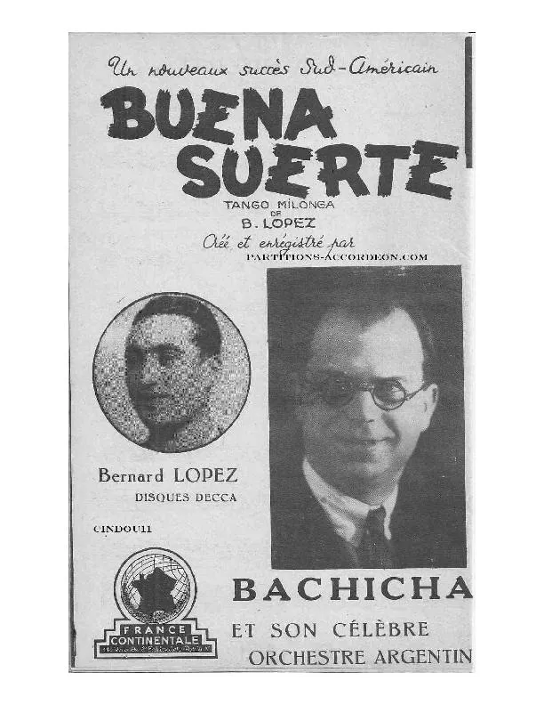 télécharger la partition d'accordéon Buena Suerte (Arrangement : Marcel Camia) (Orchestration) (Tango Milonga) au format PDF
