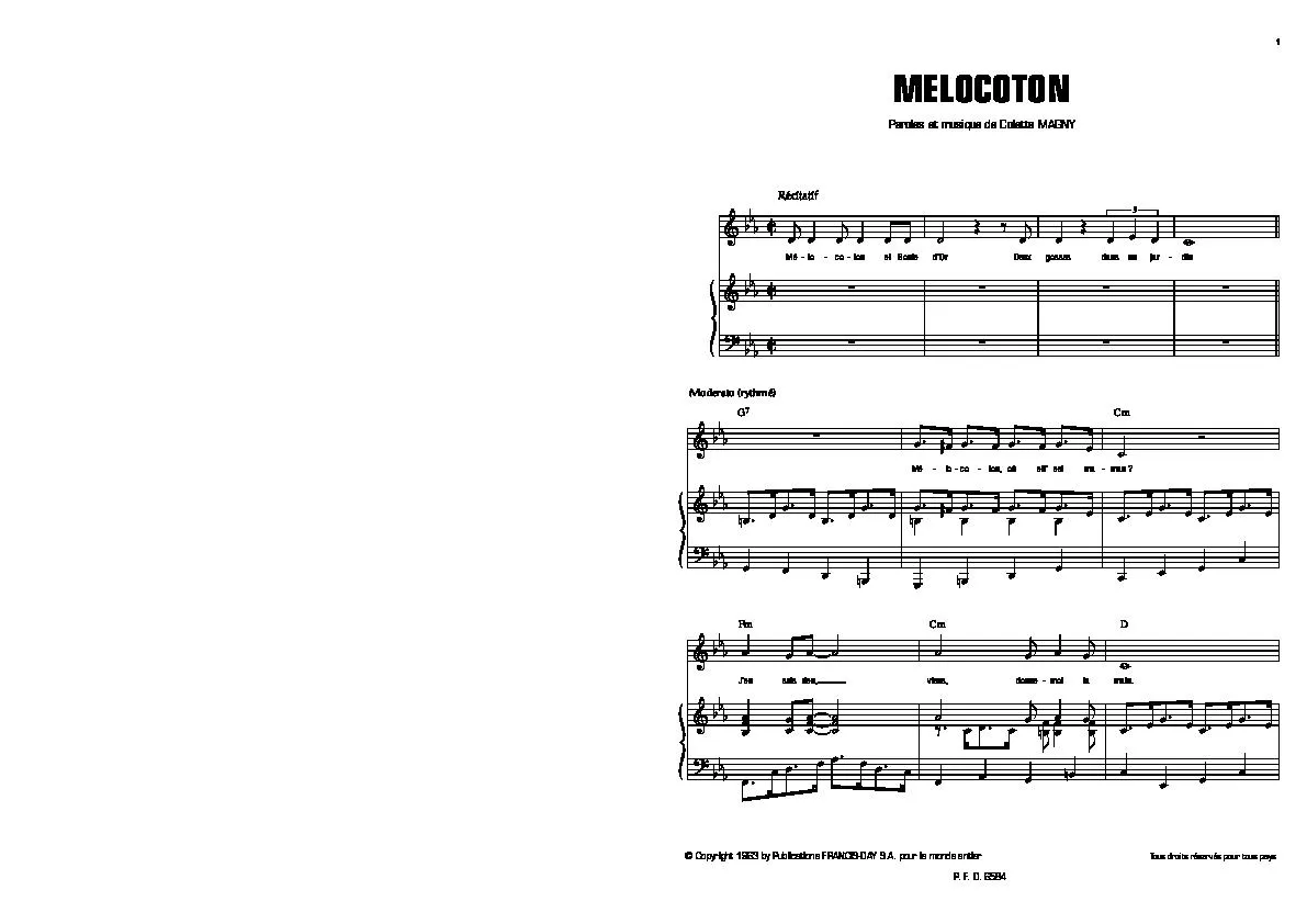 télécharger la partition d'accordéon Melocoton au format PDF