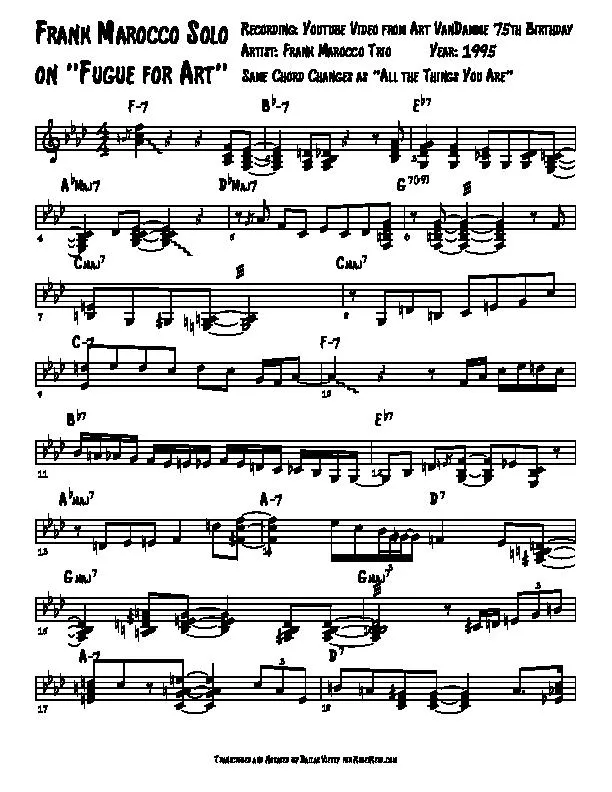 télécharger la partition d'accordéon Solo On Fugue For Art (Art VanDamme 75th Birthday) au format PDF