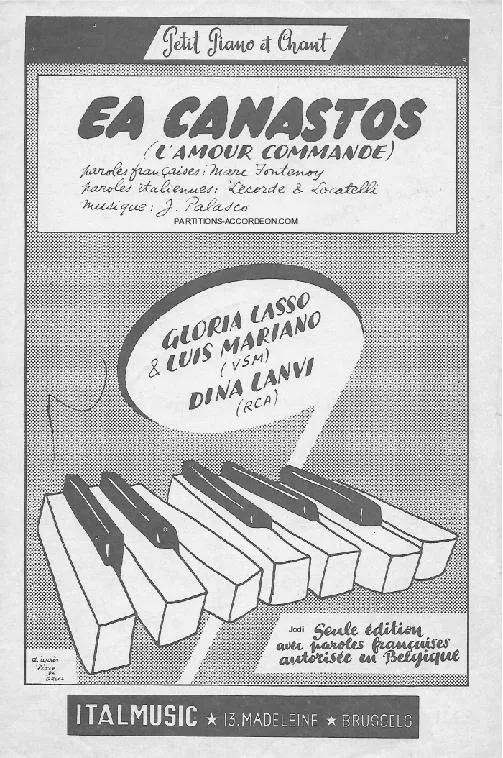 télécharger la partition d'accordéon Ea canastos (L'amour commande) (Chant : Luis Mariano / Gloria Lasso / Dina Lanvi) ( Baïon) au format PDF