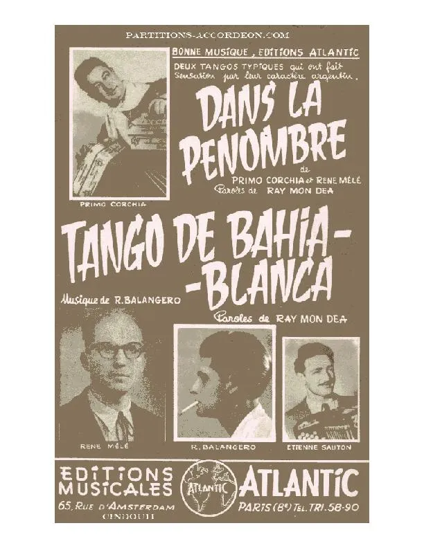 télécharger la partition d'accordéon Dans la pénombre (Orchestration) (Tango) au format PDF