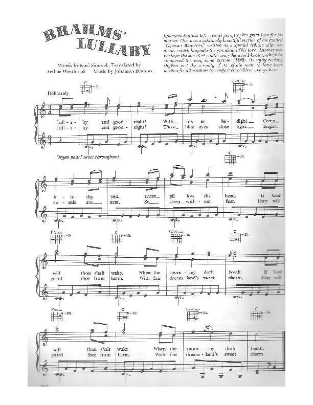 télécharger la partition d'accordéon Brahms' lullaby (Valse lente) au format PDF