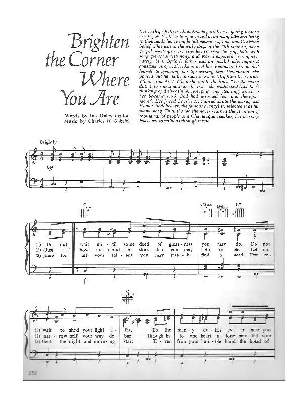 télécharger la partition d'accordéon Brighten the Corner where you are (Chant : Ella Fitzgerald) (Country Quickstep) au format PDF