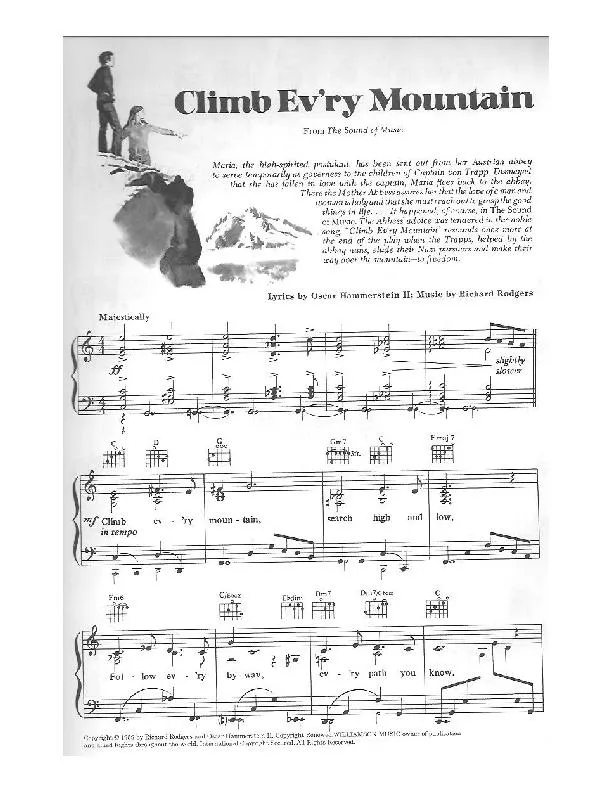 télécharger la partition d'accordéon Climb ev'ry mountain (Du Film : The Sound of Music) (Chant : Margery MacKay) (Slow) au format PDF