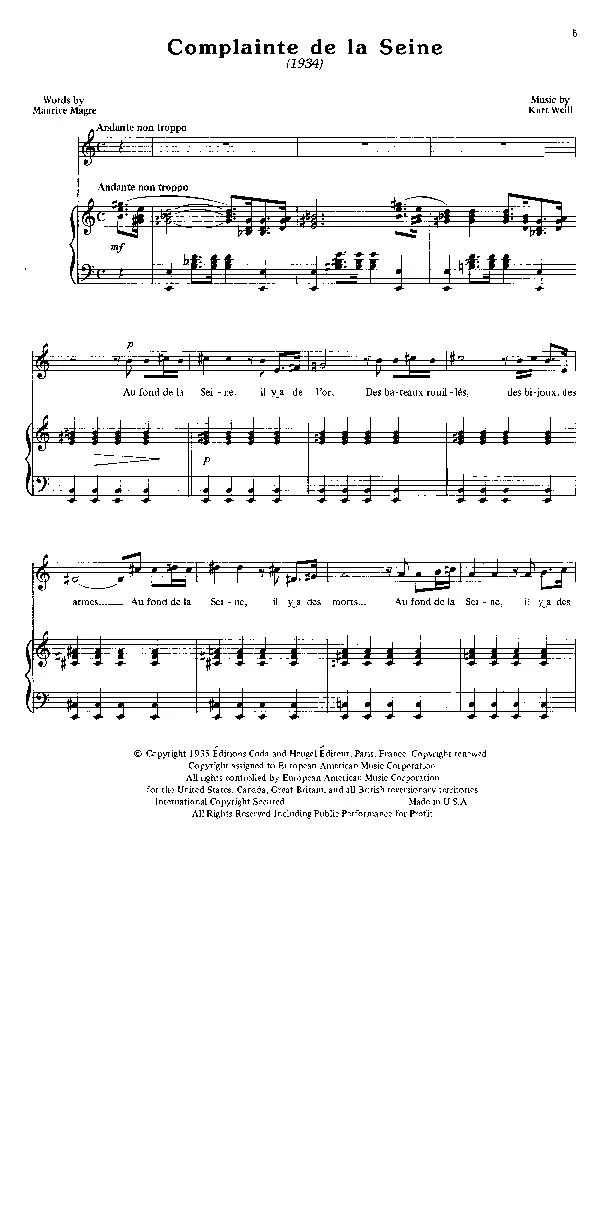 télécharger la partition d'accordéon Complainte de la Seine (Chant : Marianne Faithfull) (Slow) au format PDF