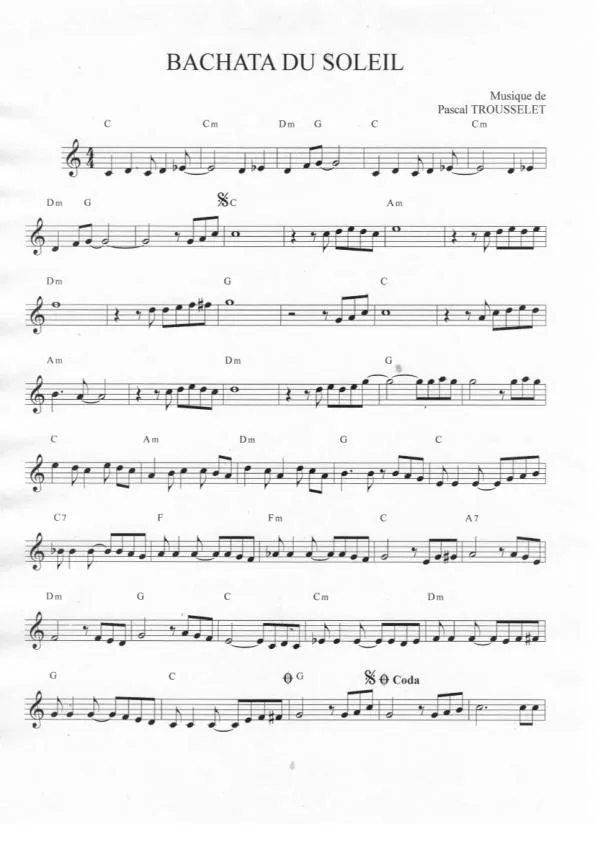 télécharger la partition d'accordéon Bachata du soleil au format PDF