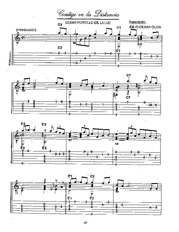 télécharger la partition d'accordéon Contigo en la distancia (Arrangement : Julio César Oliva) (Boléro) (Accordéon Diatonique) au format PDF