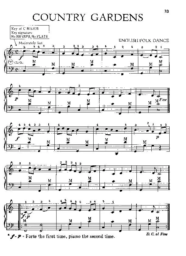 télécharger la partition d'accordéon Country gardens (Chant : Percy Grainger) (Fox-Trot) au format PDF