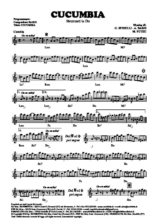 télécharger la partition d'accordéon Cucumbia (Cumbia) au format PDF