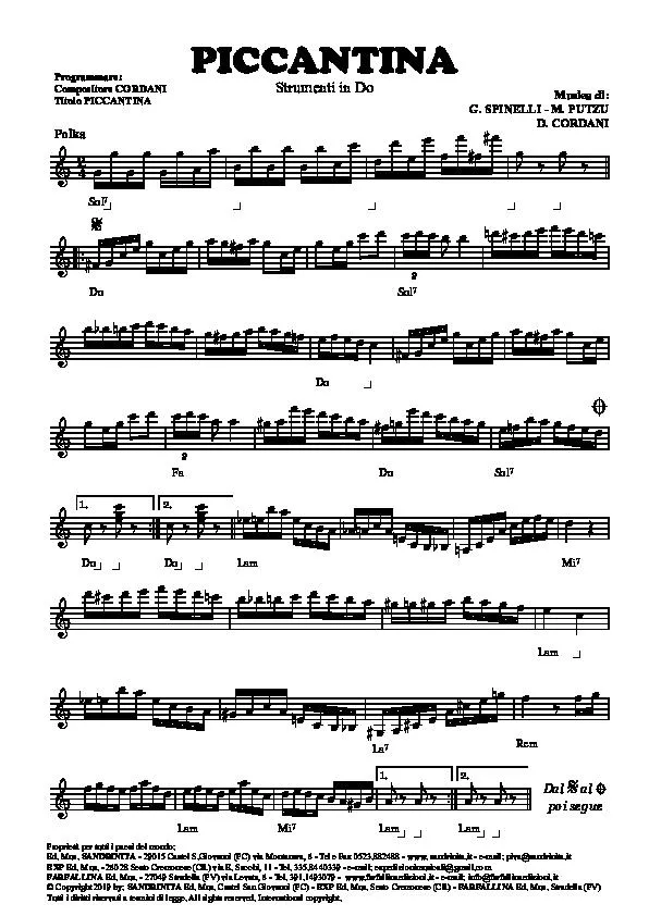 télécharger la partition d'accordéon Piccantina (Polka) au format PDF