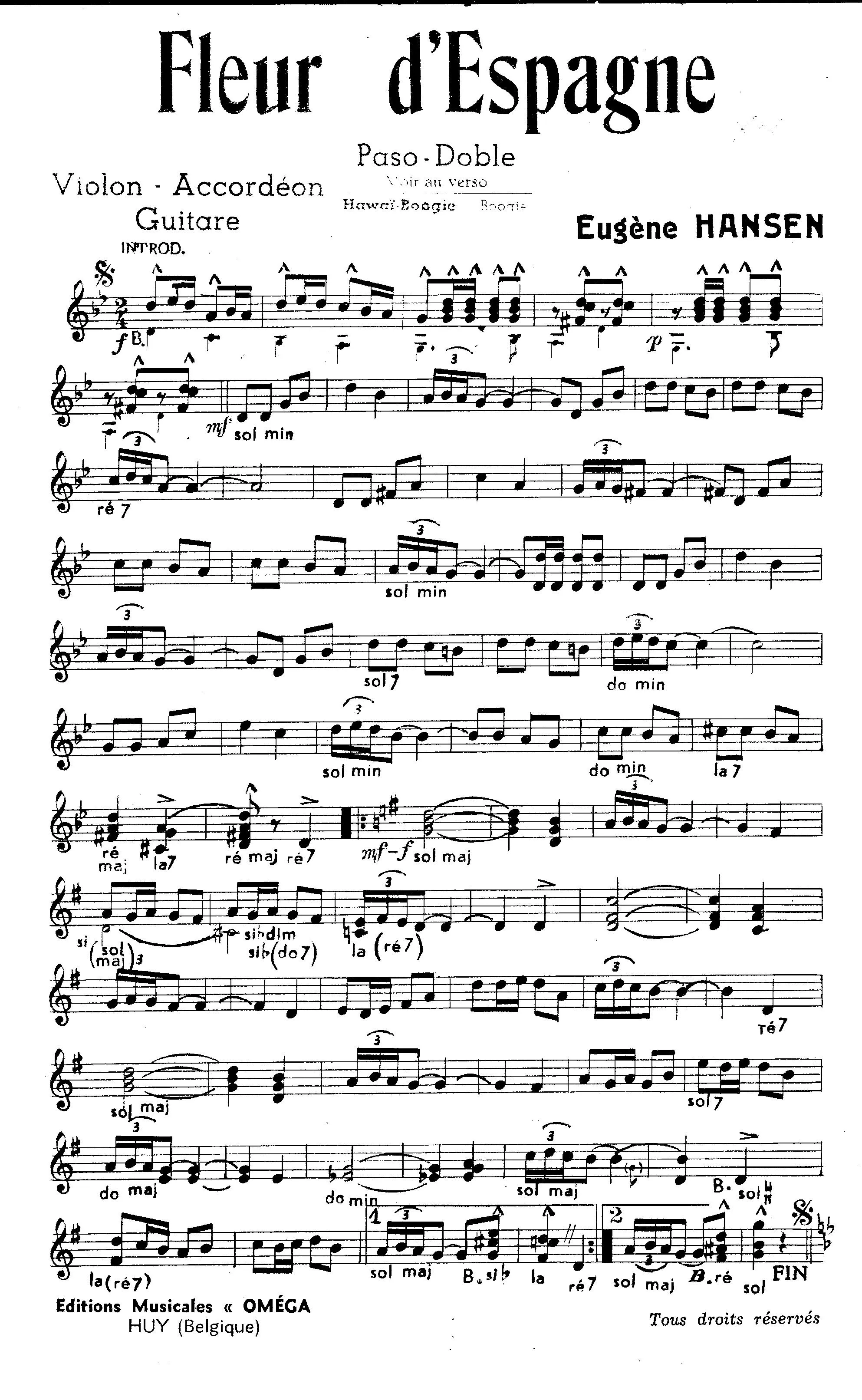télécharger la partition d'accordéon Fleur d'Espagne (Paso Doble) au format PDF