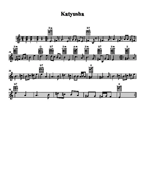 télécharger la partition d'accordéon Katyusha (Chant : Yvan Rebroff) (Folklore Russe) au format PDF