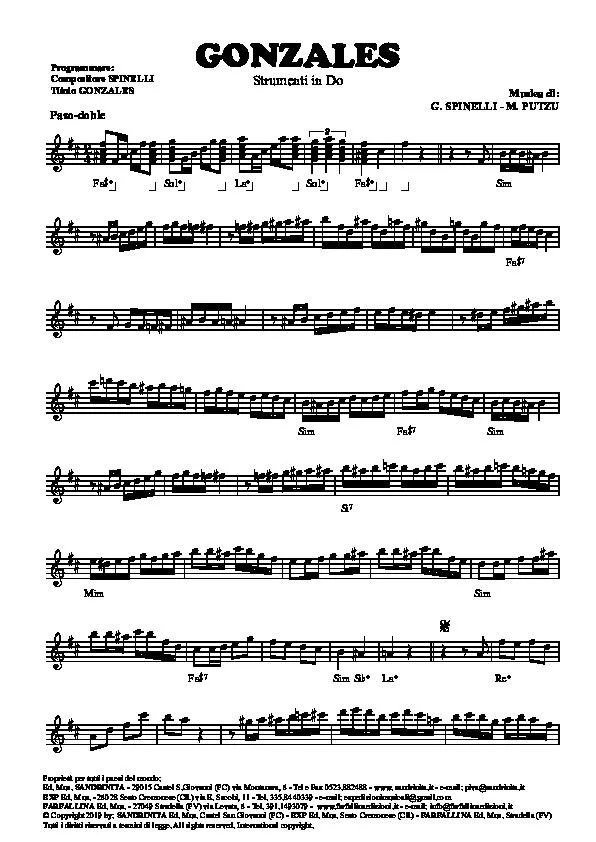télécharger la partition d'accordéon Gonzales (Paso Doble) au format PDF