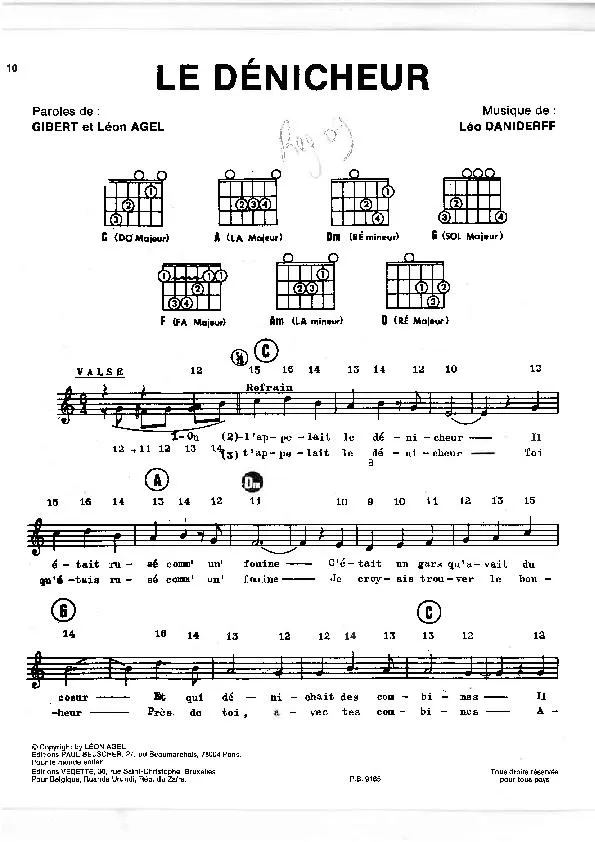 télécharger la partition d'accordéon Le dénicheur (Chant : Lucienne Delyle / Georgette Plana) (Valse) au format PDF